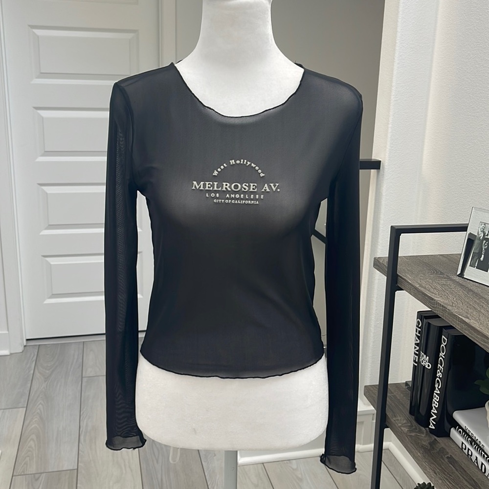 Black Mesh Top Shop Top